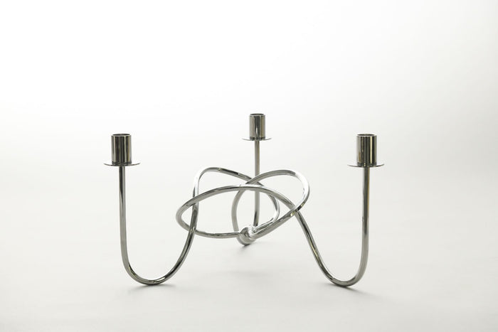 Thread of Togetherness Chrome Taper Candle Holder – Set of 3