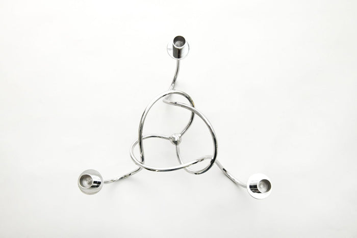 Thread of Togetherness Chrome Taper Candle Holder – Set of 3