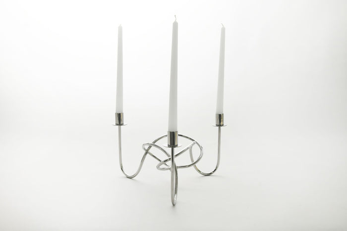 Thread of Togetherness Chrome Taper Candle Holder – Set of 3