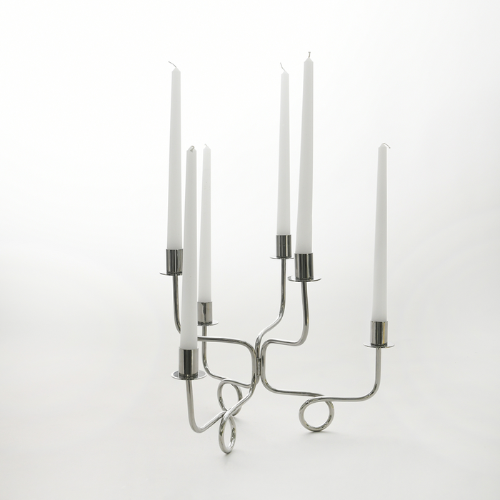 Thread of Togetherness Chrome Taper Candle Holder – Set of 6