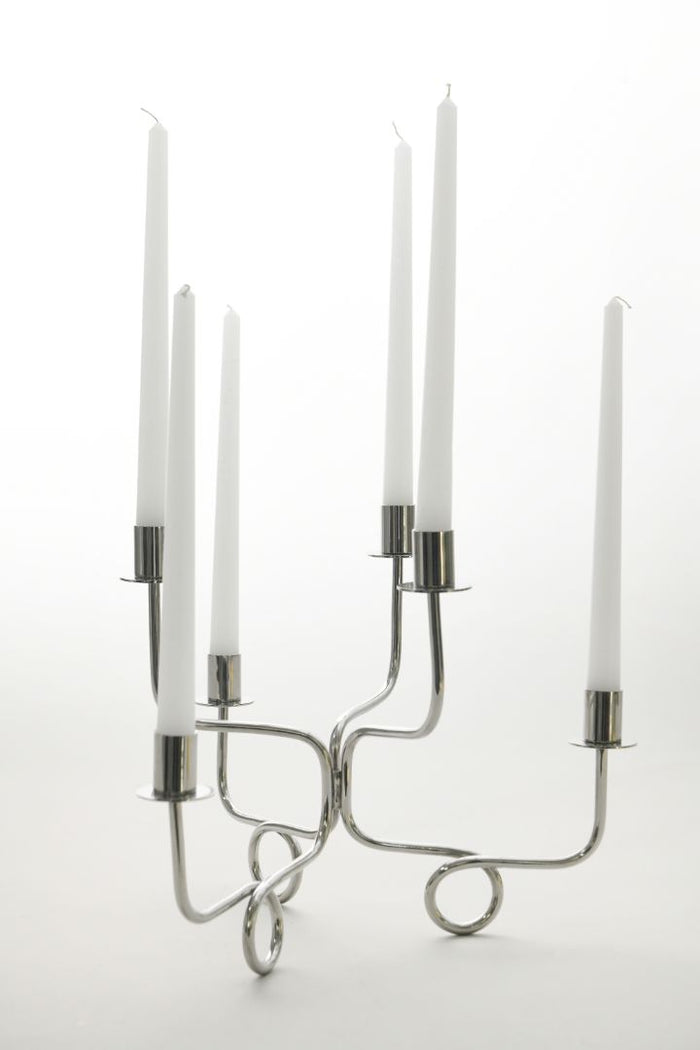 Thread of Togetherness Chrome Taper Candle Holder – Set of 6
