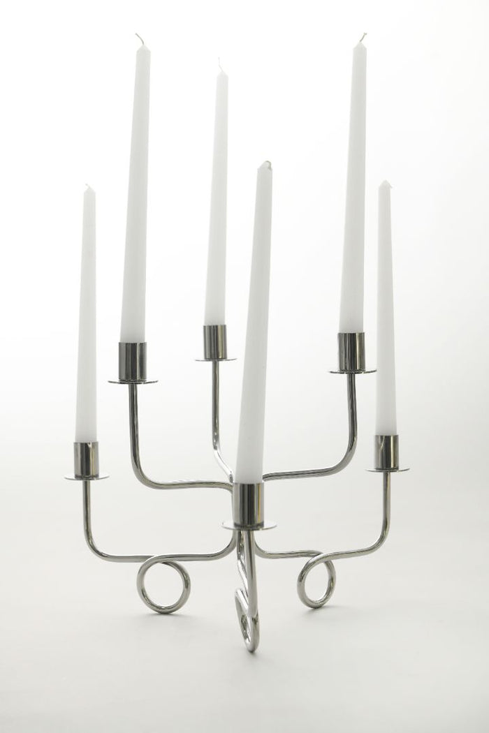 Thread of Togetherness Chrome Taper Candle Holder – Set of 6