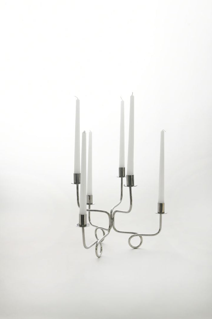 Thread of Togetherness Chrome Taper Candle Holder – Set of 6