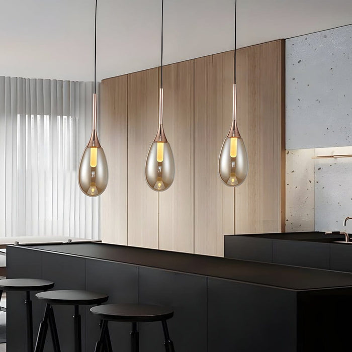 Tinted Teardrop Glass LED Pendant Light with Aluminum Hardware | NordaLight