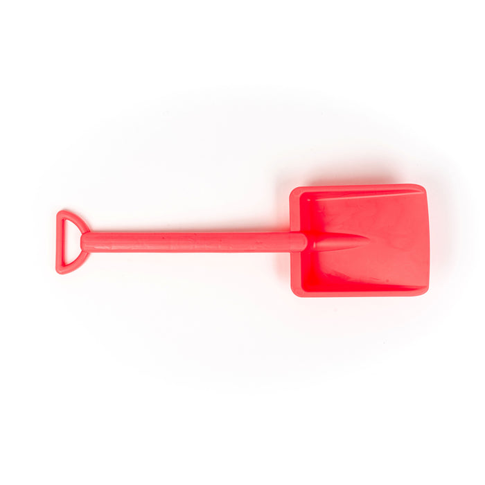 The Toysmith 15pc Sand Bucket Set features a red plastic toy shovel with a flat square blade and D-shaped handle, perfect for beach play, shown on a white background.