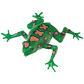 The Toysmith Frog Squishimals by Toysmith is a green plastic sensory toy with orange and black spots on its back, legs, and face—ideal for fidgeting—shown on a white background.