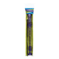 The Toysmith Recorder, made of vibrant purple plastic with a black cleaning rod, is perfect for beginners. Packaged in clear wrap with a blue "RECORDER" label, this Toysmith product is ideal as a child's first musical instrument.