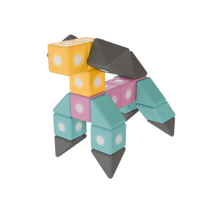 TUKI BIG Smart Magnetic Blocks Smart 10 arranged into a dog figure, showing the open-ended creative construction and full-angle rotating neodymium magnet connectivity of the TUKI SMART range entry set