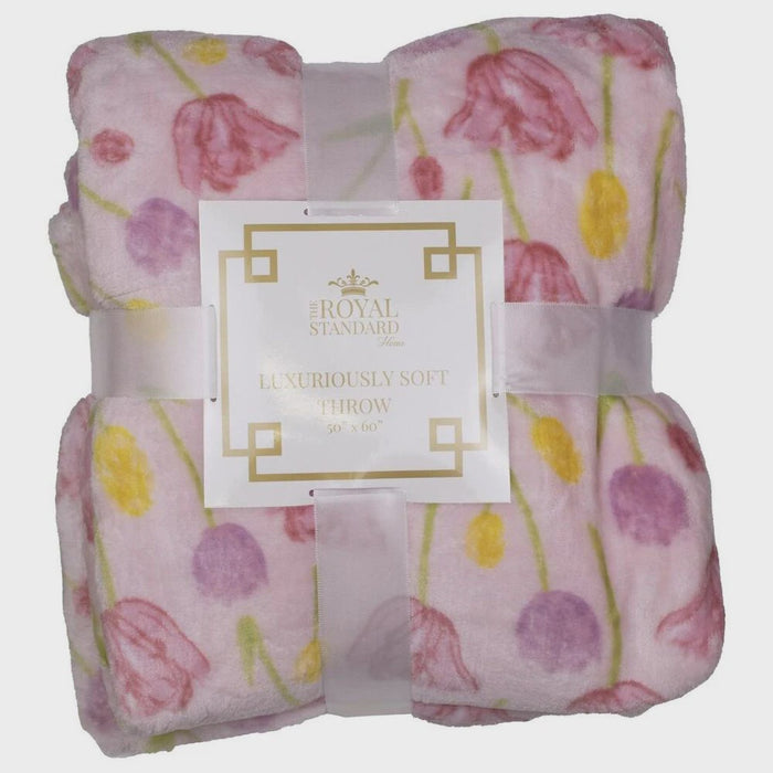 Tulip Fields Throw Blanket 50"x 60" Pink Multi
