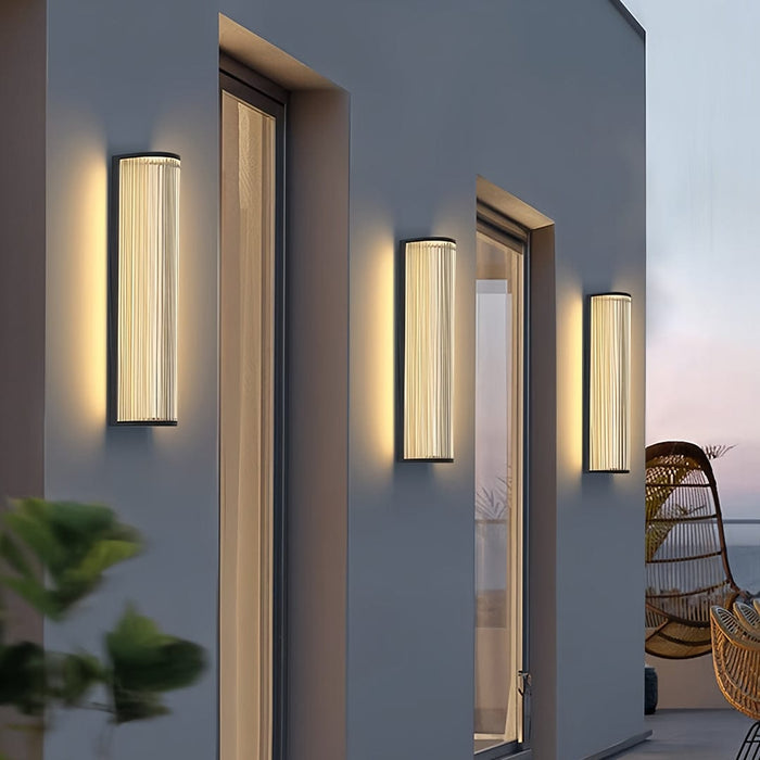 Vertical Fluted Stainless Steel LED Outdoor Wall Sconce IP65 Solar/Hardwired | NordaLight