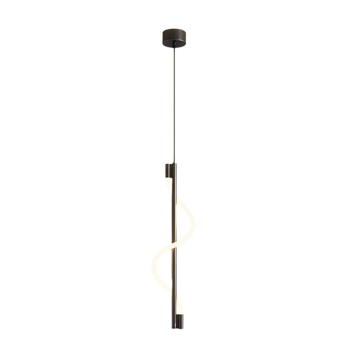 Vertical Spiral Rope Shade Copper LED Pendant Light with Remote Dimming | NordaLight