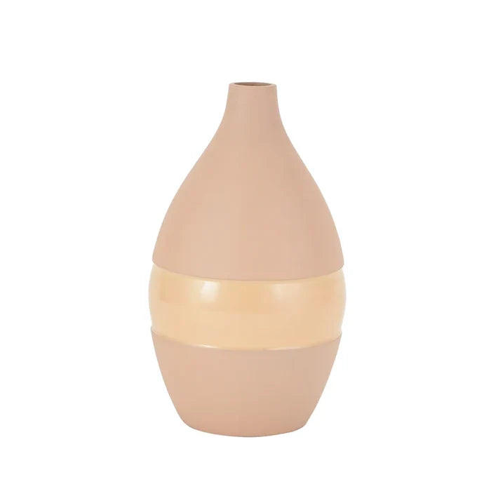 Vesera Enamel Vase | Petite Peach & Black Accent Piece for Your Home