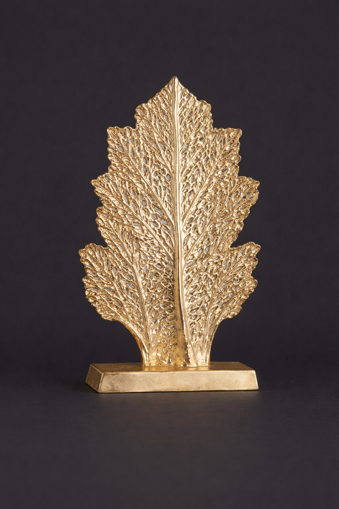 warna Patra: Decorative Aluminium Leaf Sculpture | Modern Table & Floor Décor | 26x13x69 cm