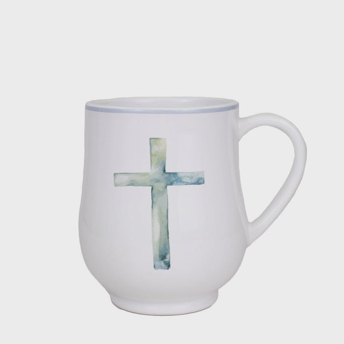 Watercolor Cross Mug White and Ice