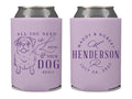 Wedding Can Cooler #247R - Custom Pet Illustration - All You Need is Love - Wedding Favors, Beverage Holder, Wedding Favor, Can Holder, Pet