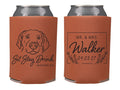 Wedding Can Cooler #251R - Custom Pet Illustration - Sit, Stay, Drink - Wedding Favors, Beverage Holder, Wedding Favor, Can Holder, Pet Cans