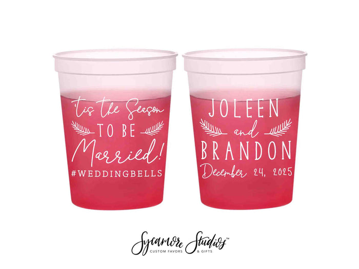 Wedding Color-Changing Mood Stadium Cups #198 - 16oz - Tis the Season - Party Cup, Wedding Favor, Color Change Cups, Wedding Mood Cup, Decor