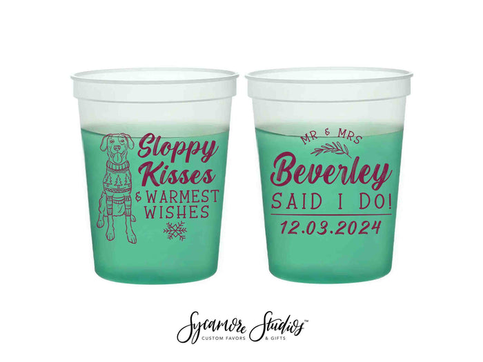 Wedding Color-Changing Mood Stadium Cups #215 - 16oz - Custom Pet Illustration - Party Cup, Wedding Favor, Christmas Wedding, Christmas Cups