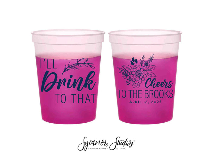Wedding Color-Changing Mood Stadium Cups #218 - 16oz - I'll Drink to That - Party Cup, Wedding Favor, Color Change Cup, Mood Color Cups
