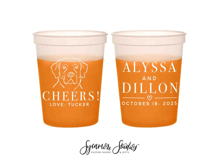 Wedding Color-Changing Mood Stadium Cups #219 - 16oz - Custom Pet Illustration - Party Cup, Wedding Favor, Color Change Cups, Mood Cups