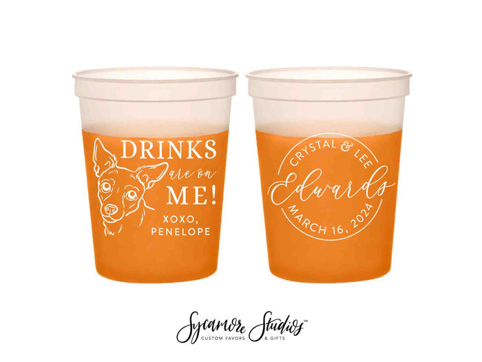 Wedding Color-Changing Mood Stadium Cups #235 - 16oz - Custom Pet Illustration - Party Cup, Wedding Favor, Color Change Cups, Mood Cups