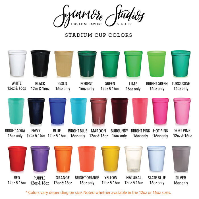 Wedding Stadium Cups #221 - Custom Pet Illustration - Bridal Favors, Wedding Cups, Party Cup, Wedding Favor, Drink Cups, Wedding Drink Cup