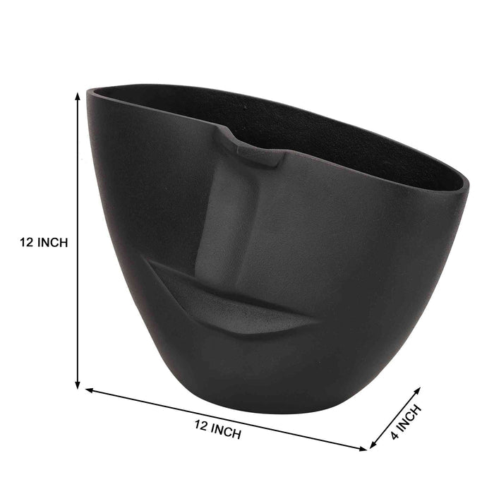 Whimsical Face Vase in Black | Modern Decorative Vase