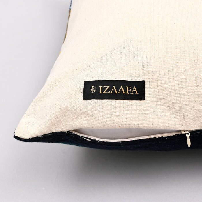 Wild Vista Hand-Embroidered Crewel Pillow Cover with Scenic Landscape Design