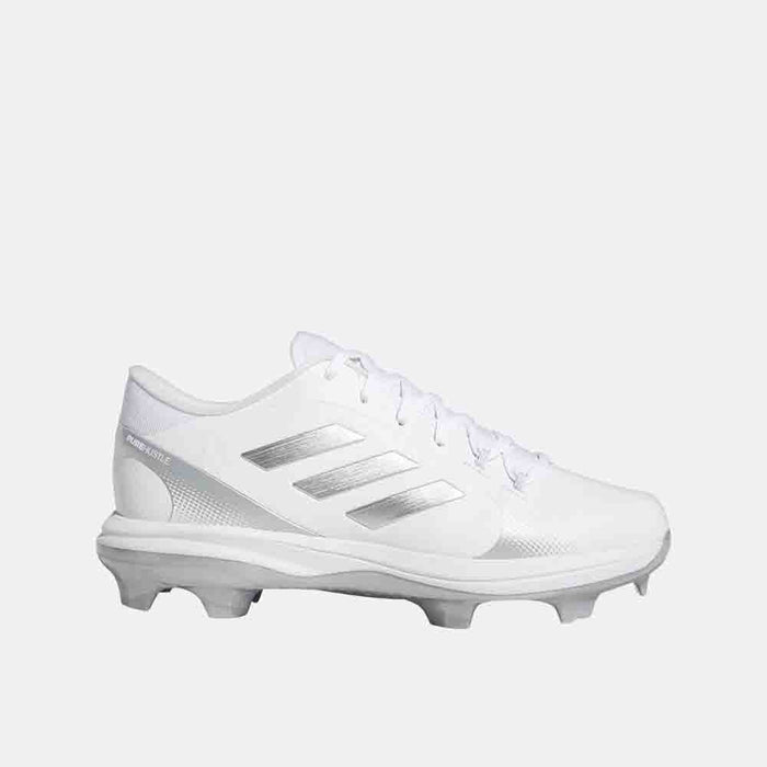 Side view of the Adidas Women's Purehustle 2 TPU Softball Cleats.