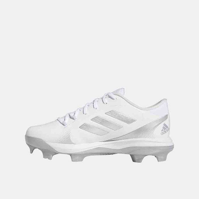Side medial view of the Adidas Women's Purehustle 2 TPU Softball Cleats.