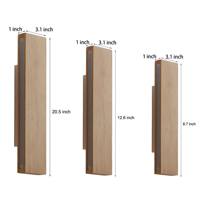 Wood LED Wall Sconce Rotatable Minimalist Warm White Bedroom Hallway 3 Sizes | NordaLight