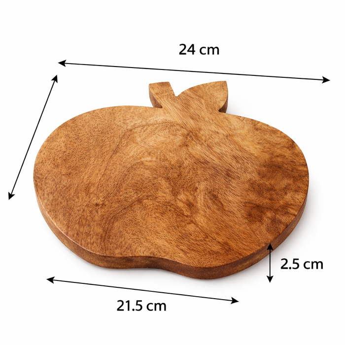 Wooden Apple Shaped Chopping Board | Mango Wood Serving Tray for Kitchen