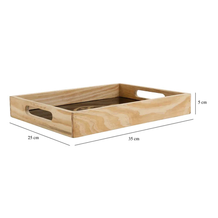 Wooden Glass Serving Tray with Gold Inlay Design | Modern Design Platter
